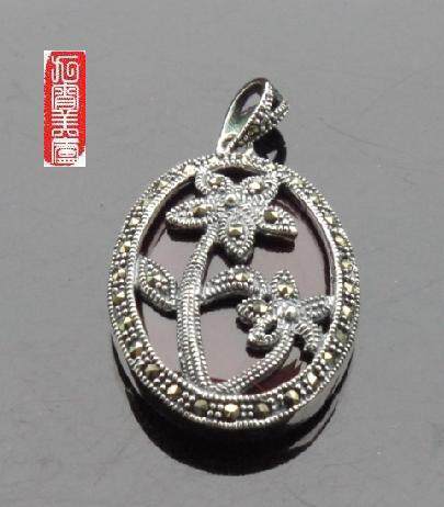 豪华纯银镶嵌天然红玛瑙吊坠项坠椰树特价男女原创时尚包邮