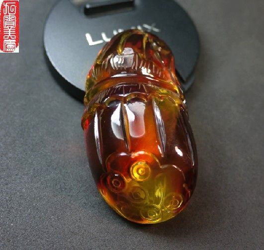 独家双色天然琥珀老蜜蜡挂坠链珠虫珀胸针花朵吊坠原石项链雕件g