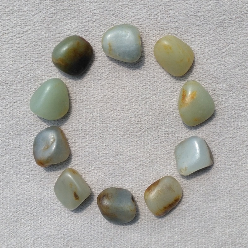 新疆和田玉籽料原石手链纯天然青白玉青花洒金皮玉石手串随型女款