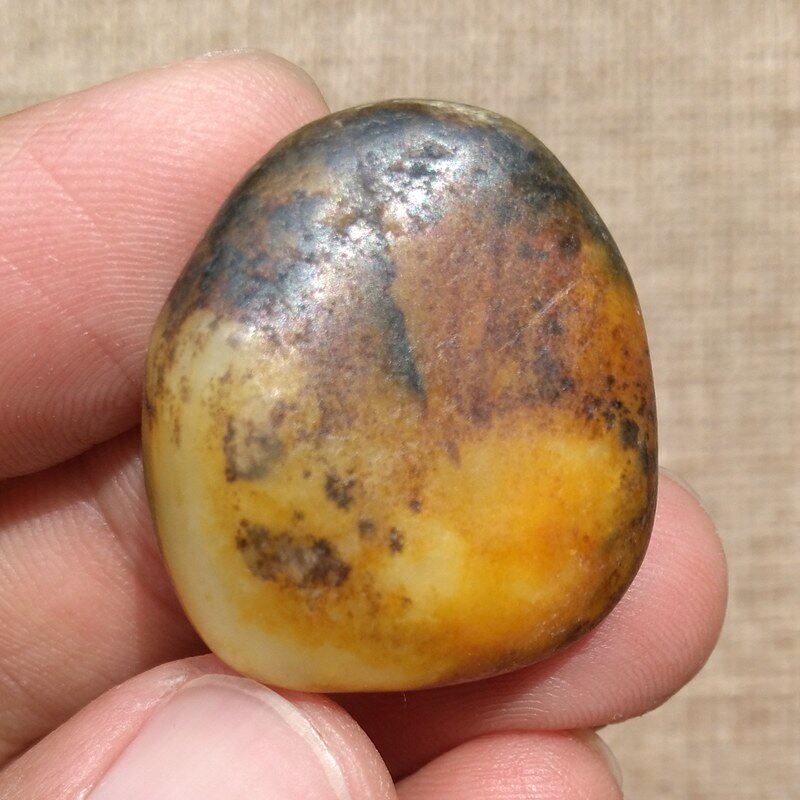 玉饰传奇新疆和田玉籽料吊坠真皮天然黄沁白玉秋梨皮籽料原石挂件