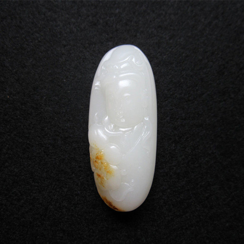玉饰传奇新疆和田玉羊脂白籽料吊坠天然正品黄皮籽料观音挂件男款