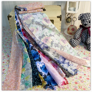 手工布料日本雪纺印花面料大肠圈法式蝴蝶结飘带娃衣制作布条材料