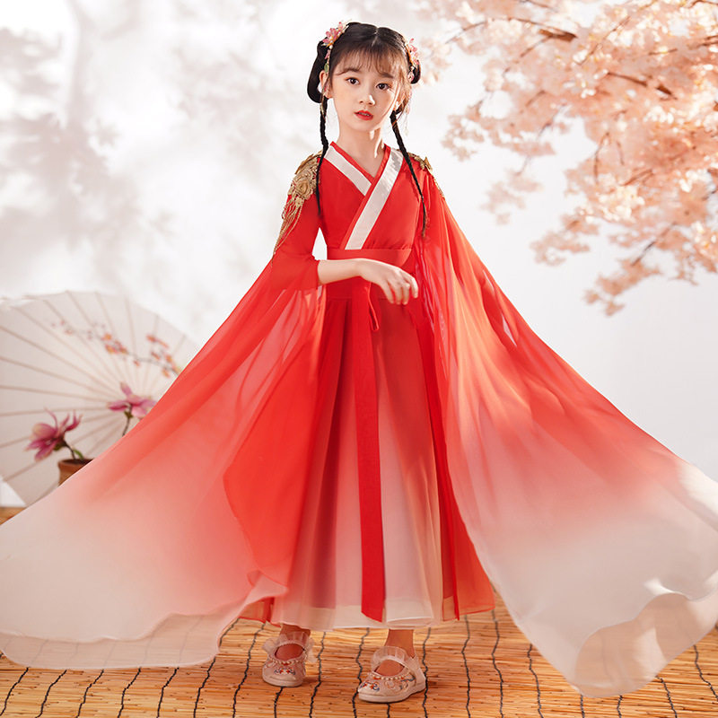 女童中国风古装超仙汉服飘逸古风2025年新款秋儿童襦裙古筝演出服