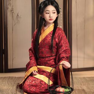 汉服女童秋春战国袍复原曲裾袍秦汉风宝宝礼服中式国风古装演出服