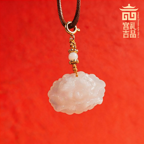 亦非晚·东方美玉牡丹吊坠玉石挂件民族风项链传统中式风格挂饰