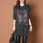 打底衫 早秋2024年新款 上衣春秋中长款 女士毛衣宽松秋冬针织衫 爆款