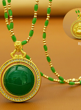 新款旋转佛大气双面吊坠时尚百搭款竹节项链衣服配饰四季款毛衣链