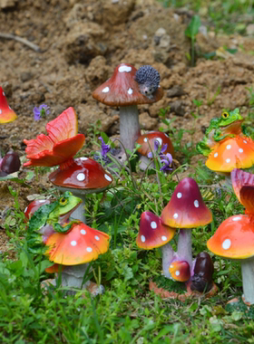 diy仿真青蛙蜗牛蘑菇盆栽工艺品