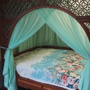 古风复古青绿色定制架子床月洞床踏步拔步床蚊帐纱幔防蚊多色可选