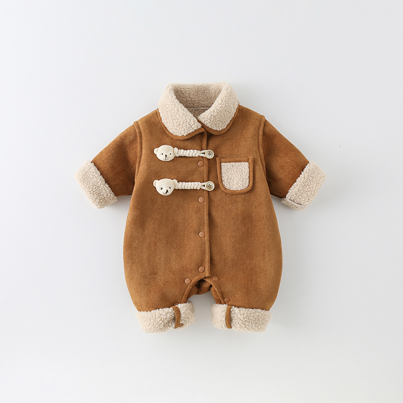 婴儿连体衣秋冬加厚外出服