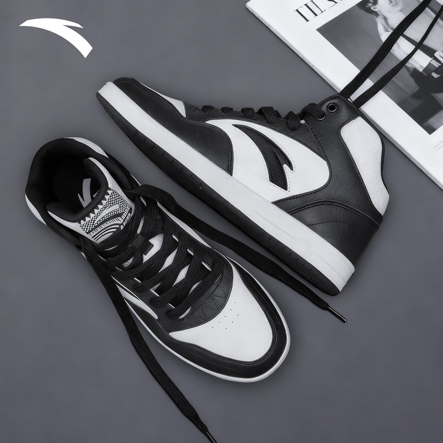 安踏男鞋高帮板鞋冬季新款复古黑白百搭运动鞋耐磨防滑学生休闲鞋,运动鞋new,板鞋,淘宝优惠券,粉丝福利购,淘宝优惠卷