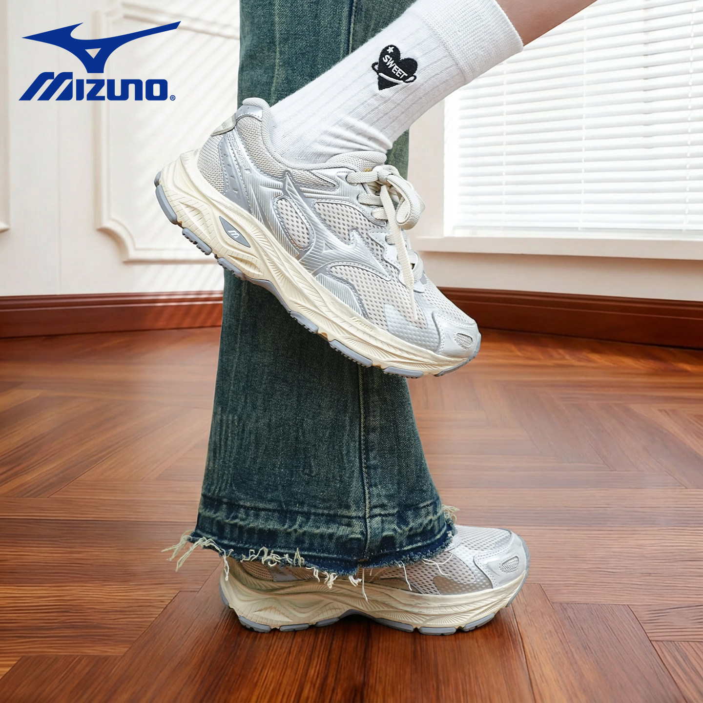 Mizuno美津浓Racer S官方正品男女同款慢跑鞋时尚百搭厚底运动鞋