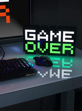 英国Paladone原厂正品马赛克GAME OVER装饰效果像素小夜灯氛围灯