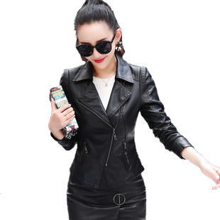 画艺比2025冬秋新款绒棉修身显瘦皮夹克短款软皮衣女收腰时尚外套