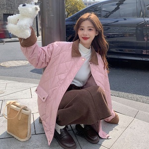 数据！现货 菱格撞色灯芯绒PU皮衣外套9099-P185-控268,女装棉衣/棉服,浙宝125