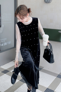 新款！波点背心连衣裙两件套套装 2D003-A79-P145控208图片