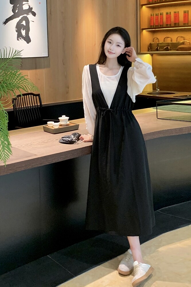 【新款】现货设计感法式假两件连衣裙2D003-A16-P125-控178,女装连衣裙,浙宝125