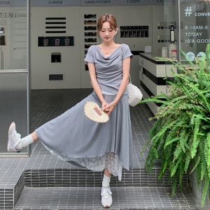 【新款】现货！气质蕾丝拼接半身裙套装2D003-2617-P145控238图片