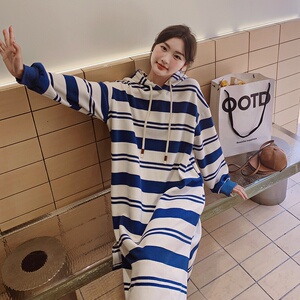 现货主推款！高品质条纹拼接针织卫衣连衣裙9039-P115-控168,女装卫衣/绒衫,浙宝125