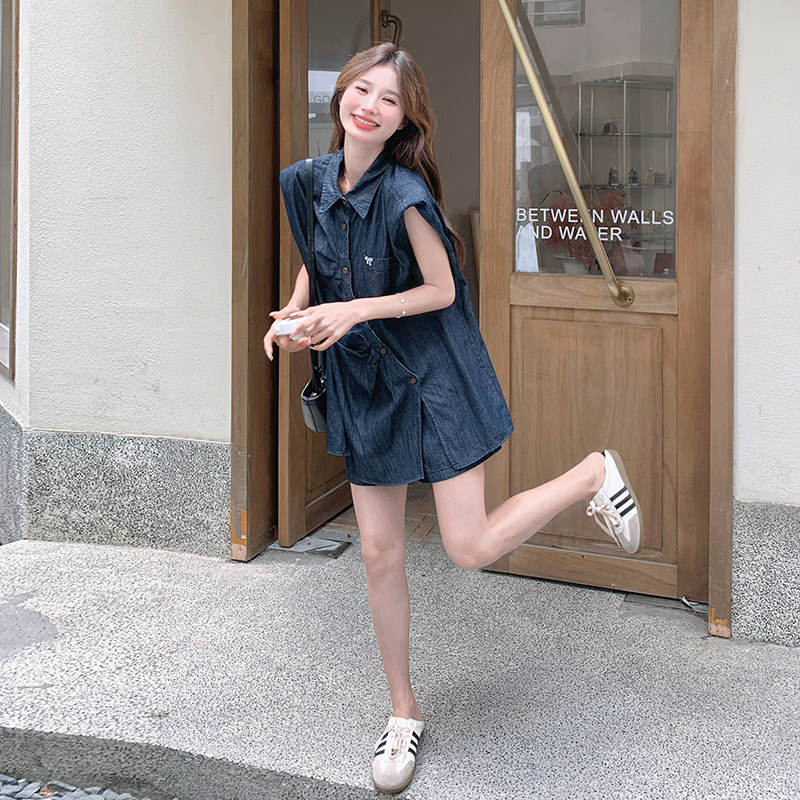 新款！【现货】数据好！小众设计感牛仔套装9832-P135-控198,女装套装/套裙,浙宝125