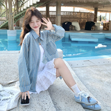 新款！现货章若楠同款格纹衬衫外套2D003-2609-P105控168，女装短外套，浙宝125