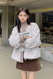 大货已出！新款鬼马系少女两面穿羊羔毛格纹外套9067-P135-控188，女装短外套，浙宝125