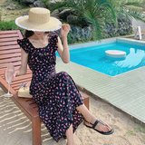 复古赫本风飞飞袖碎花裙女夏季2025新款修身显瘦高级感法式连衣裙，女装连衣裙，浙宝125