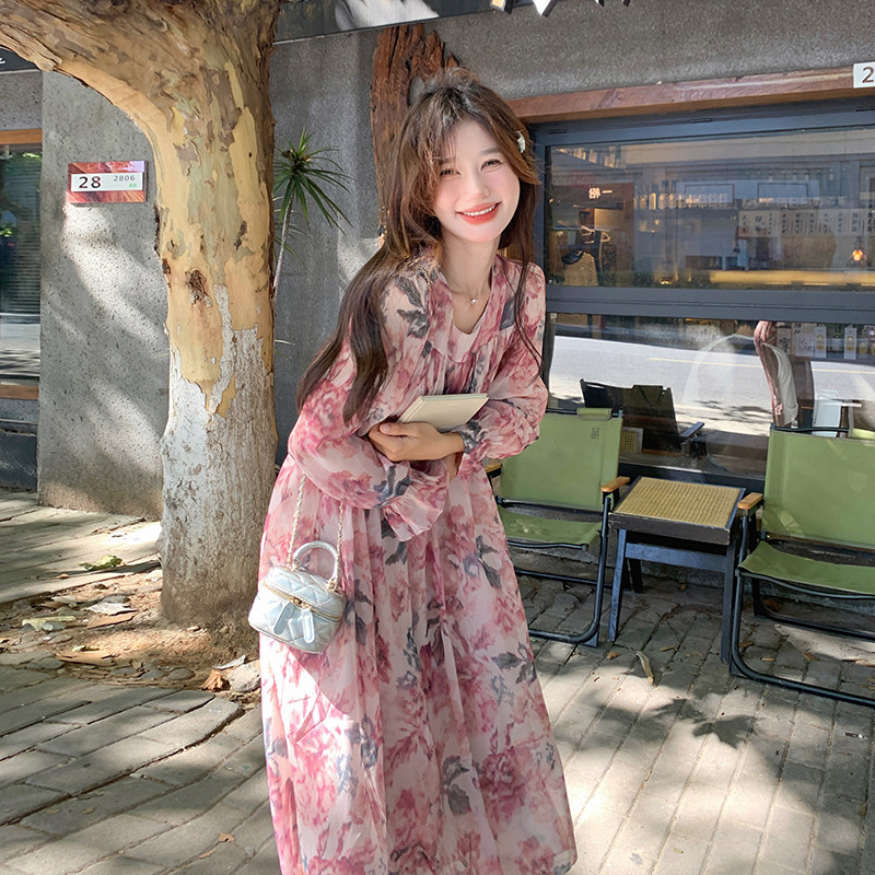 【新款】现货!！！浪漫法式碎花长袖连衣裙9871-P115-控168，女装连衣裙，浙宝125