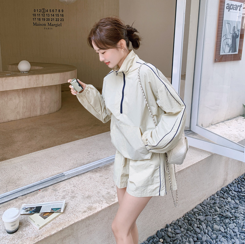 新款现货防晒短外套+松紧短裤套装2D003-2606-P145控238，女装防晒衣，浙宝125