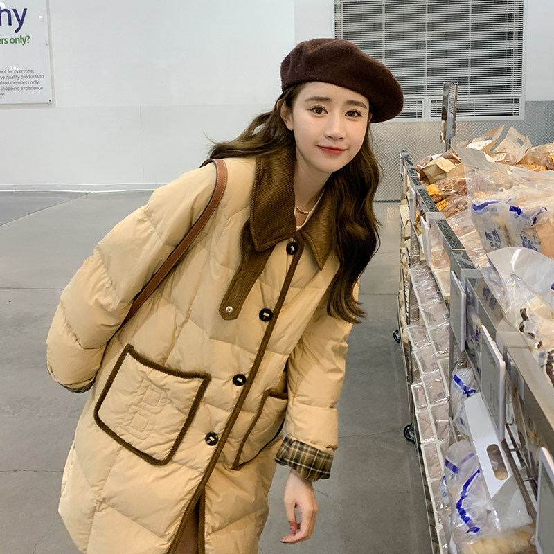 新款90羽绒！！！设计感撞色拼接羽绒服外套9101-P355-控468,女装羽绒服,浙宝125