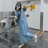 主推现货数据好设计感牛仔马甲半身裙两件套9156-P135-控198，女装套装/套裙，浙宝125