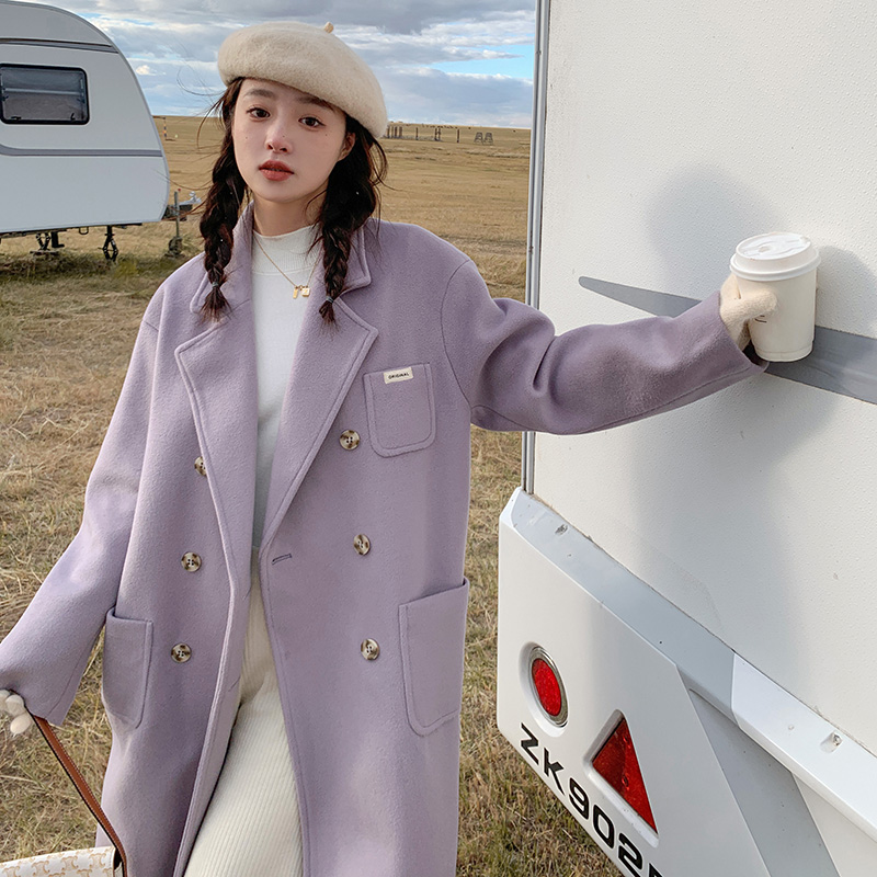 大货已出！！数据好！灰风铃紫呢大衣外套9082-P175-控258，女装毛呢外套，浙宝125