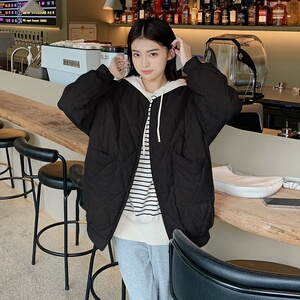 米白色小个子灯芯绒棉服外套女2023冬季新款韩版今年流行保暖棉衣图片