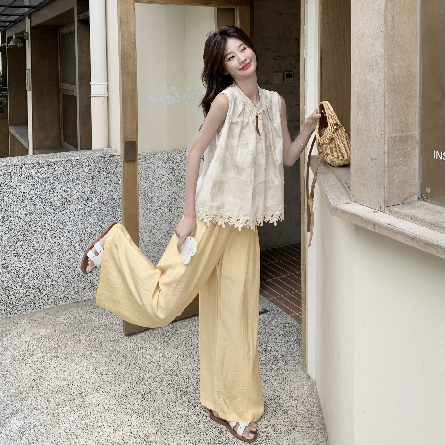 新款现货时尚设计款上衣+阔腿裤套装2D003-A67-P165控248,女装套装/套裙,浙宝125