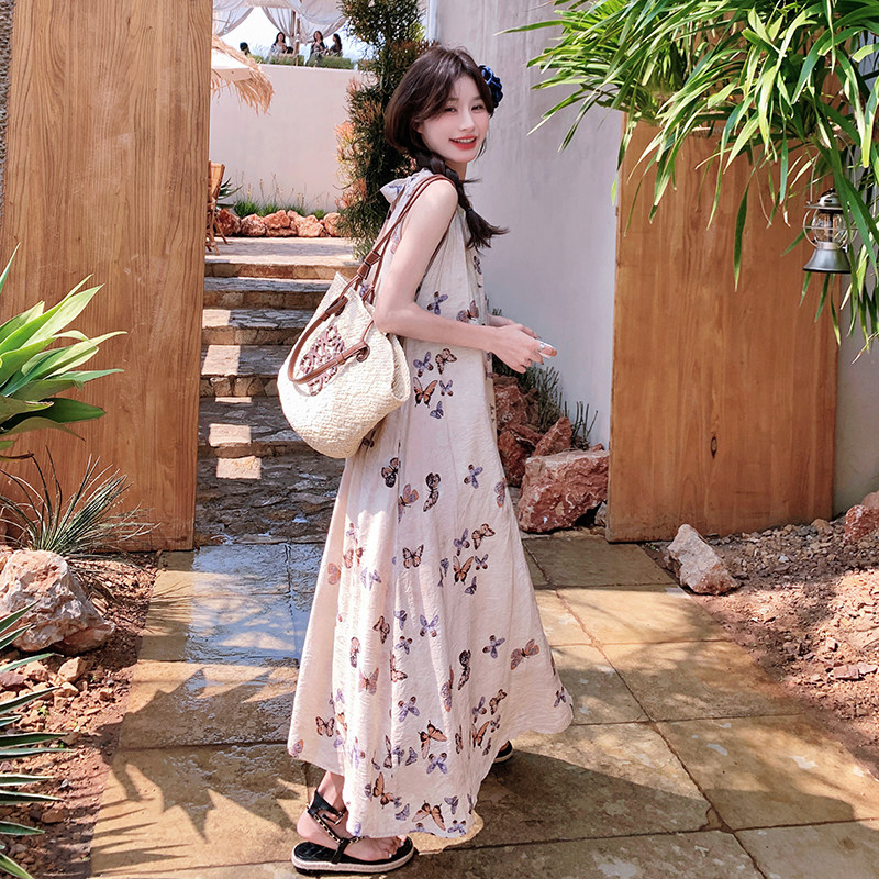 松弛感穿搭新中式连衣裙2025夏季国风文艺小众不撞款独特印花长裙图片