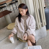大货已出！新款鬼马系少女两面穿羊羔毛格纹外套9067-P135-控188，女装短外套，浙宝125