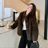 【新款】现货125-A92图片色设计感环保皮草外套P215控328，女装短外套，浙宝125