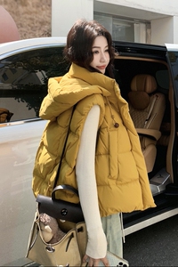 新款现货 ！A85 轻暖连帽90白鸭绒羽绒服马甲外套 P235控348图片
