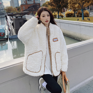 大货已出！新款！简约白色加厚羊羔毛外套9086-P165-控248,女装短外套,浙宝125