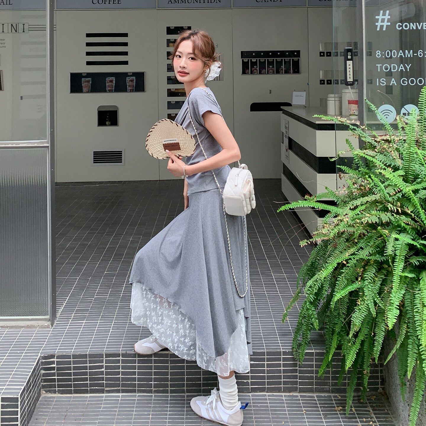 【新款】现货！气质蕾丝拼接半身裙套装2D003-2617-P145控238，女装套装/套裙，浙宝125