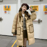羽绒！大量现货！设计感撞色拼接羽绒服外套9101-P355-控468，女装羽绒服，浙宝125