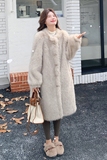 韩版中长款仿水貂绒皮草大衣女2025冬季新款显瘦加厚气质毛毛外套，女装皮草，浙宝125