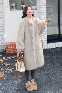 韩版中长款仿水貂绒皮草大衣女2025冬季新款显瘦加厚气质毛毛外套图片