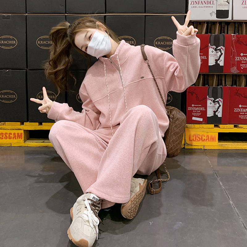 【新款】现货！韩系甜美粉色休闲运动套装A03-P155-控228,女装运动套装,浙宝125