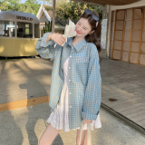 新款！现货章若楠同款格纹衬衫外套2D003-2609-P105控168，女装短外套，浙宝125