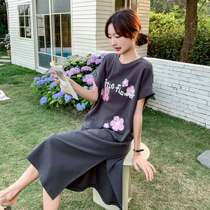 挂脖式简约圆领夏季荡领连衣裙显瘦裙子休闲时尚韩版