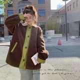 ！大量现货！撞色皮毛一体羊羔毛拼接外套9063-P185-控268，女装短外套，浙宝125