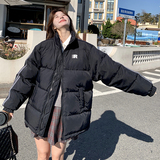 黑色宽松立领90白鸭绒羽绒服短外套女冬新款小个子减龄加厚面包服，女装羽绒服，浙宝125