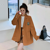 现货！主推款2022新款学院风徽章个性百搭西装9008-P120-控178，女装西装，浙宝125