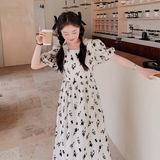 茶歇法式碎花连衣裙女夏2025年新款温柔风甜美仙气超仙森系长裙子，女装连衣裙，浙宝125